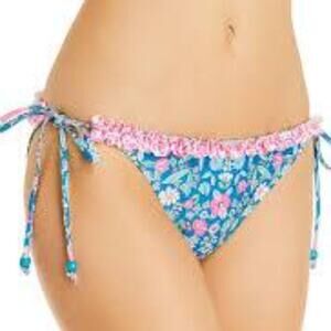 NEW Shoshanna Floral Side Tie Ruffle Bikini Swim Bottom Size X-Large